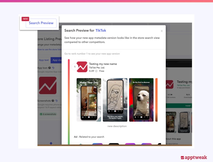 Visualize your new app and its metadata in search results using our Search Preview